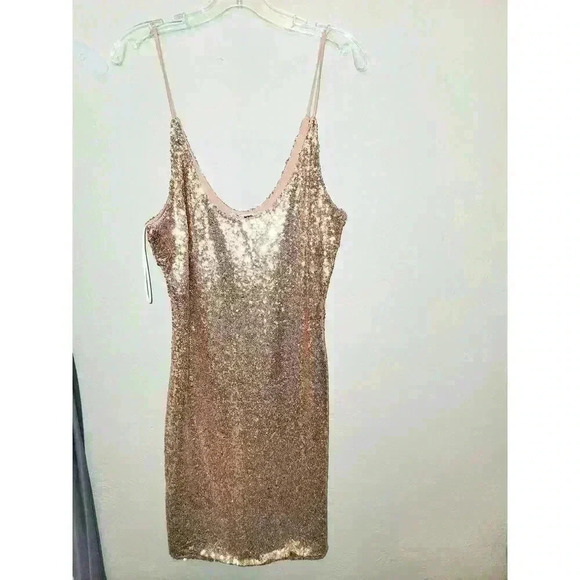 Fashion Nova Champagne Holiday Sequin Dress - Picture 5 of 6